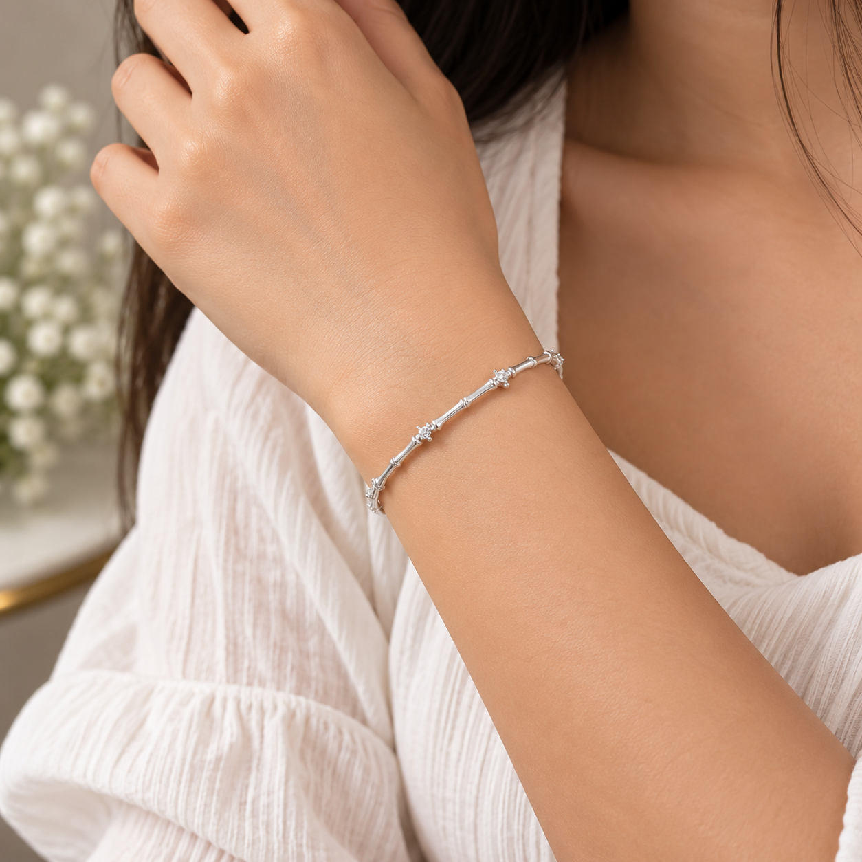 Classic Brilliance CZ Line Tennis 925 Sterling Silver Bracelet