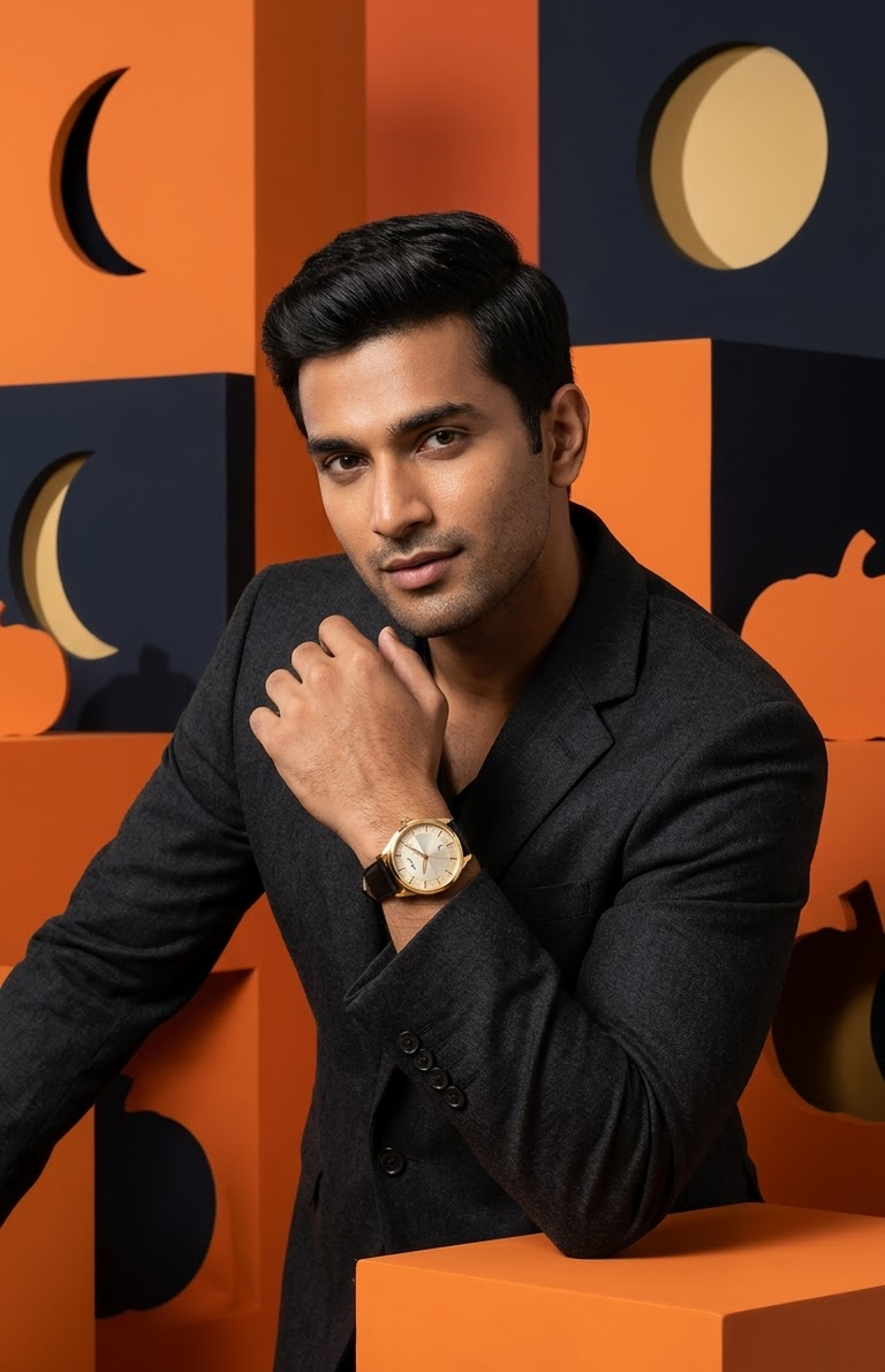 Ekoo Cream Marquetry Dial Dress Watch