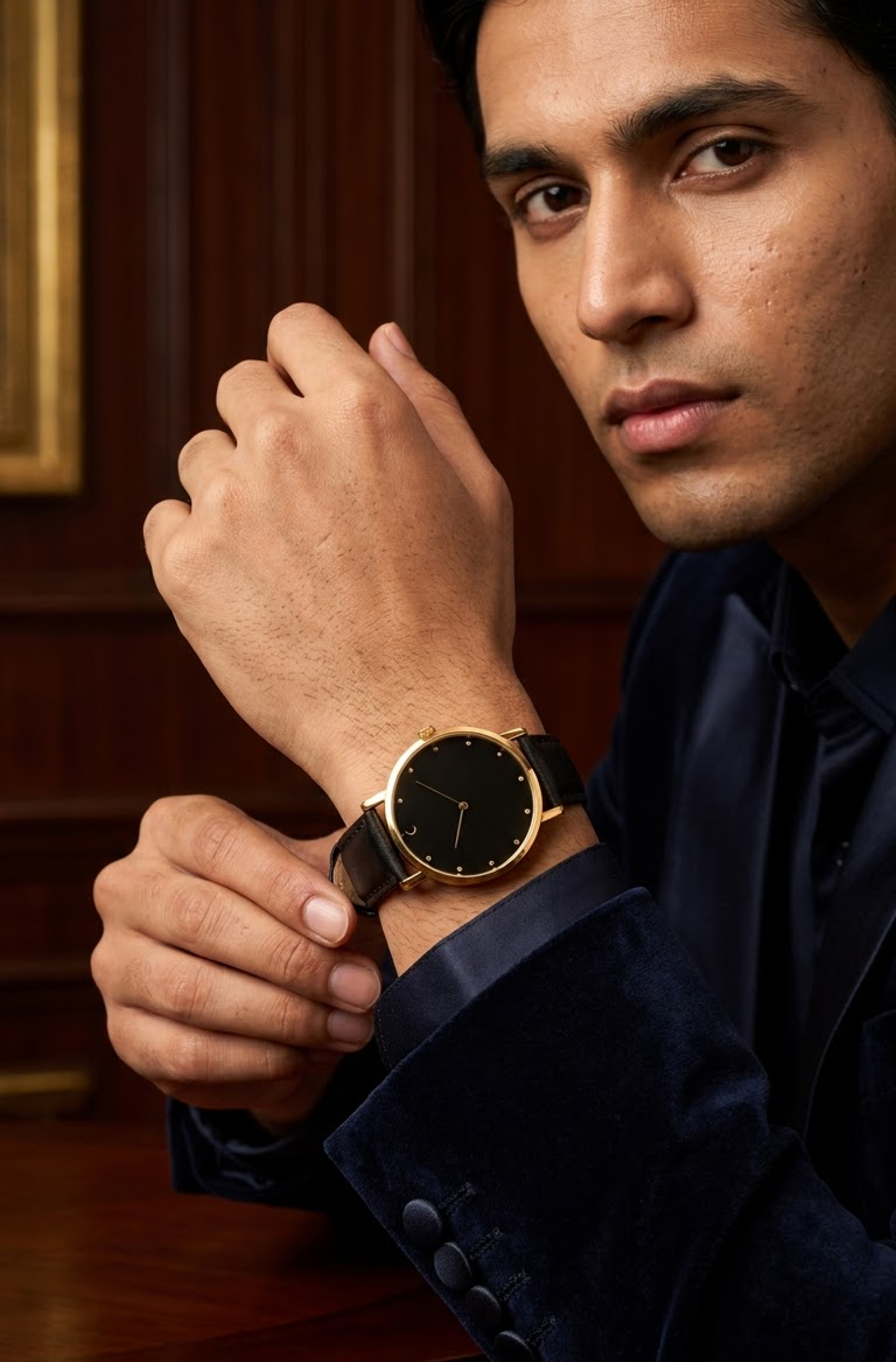 Luxury Minimalist Gold &amp;amp; Black Dial Evening Watch