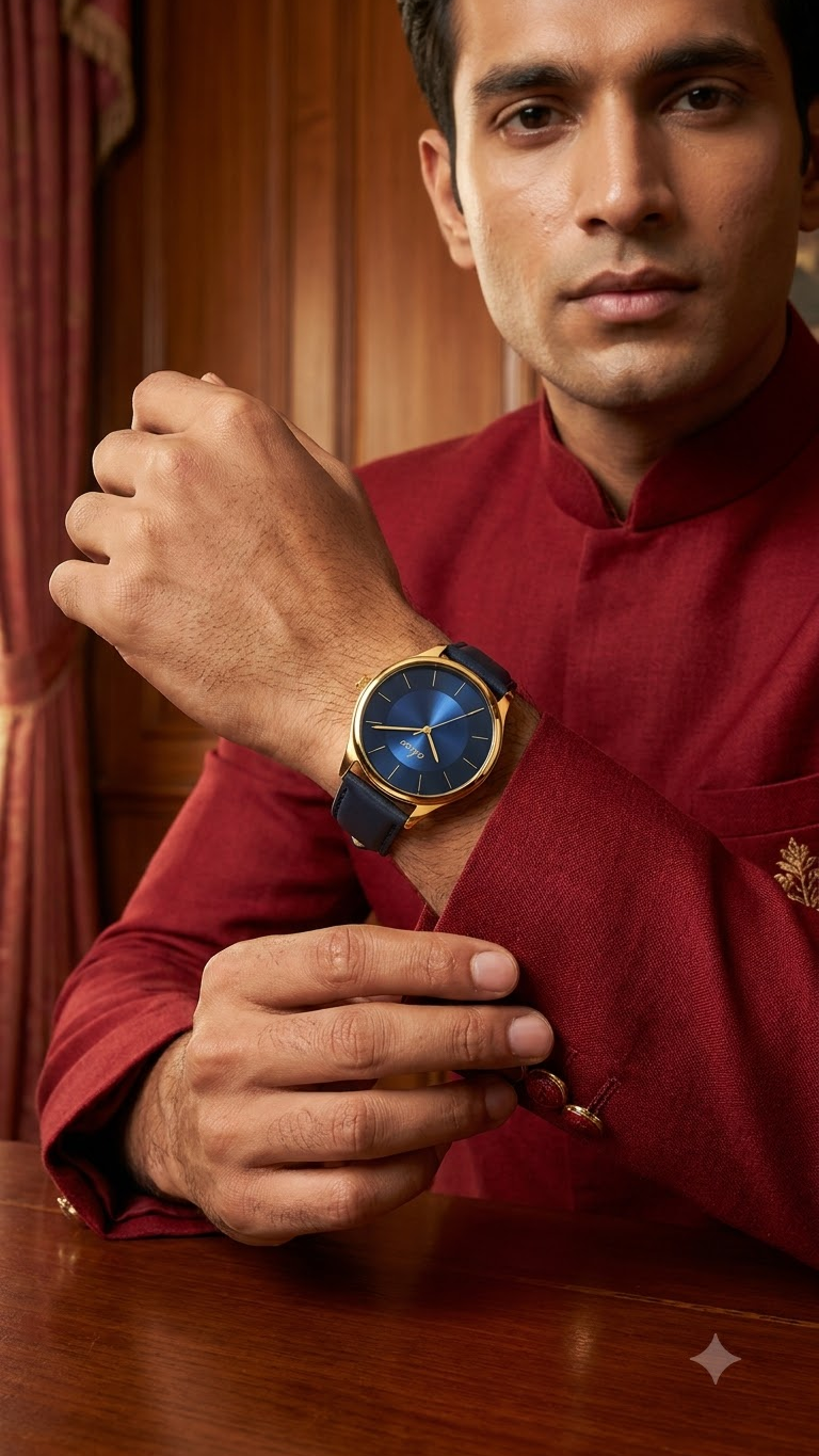 Ekoo Two-Tone Midnight Blue Sunburst Gold Watch