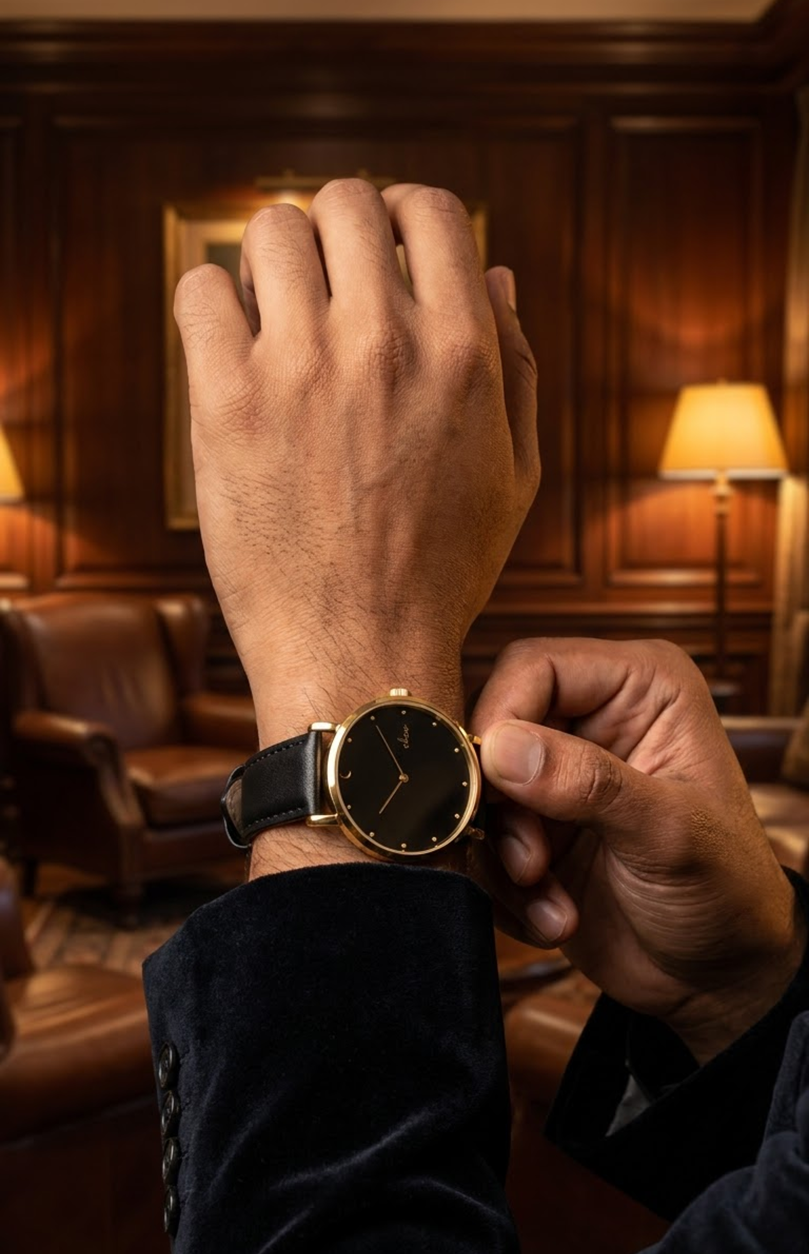 Ekoo Celestial Midnight Gold &amp;amp; Black Wristwatch