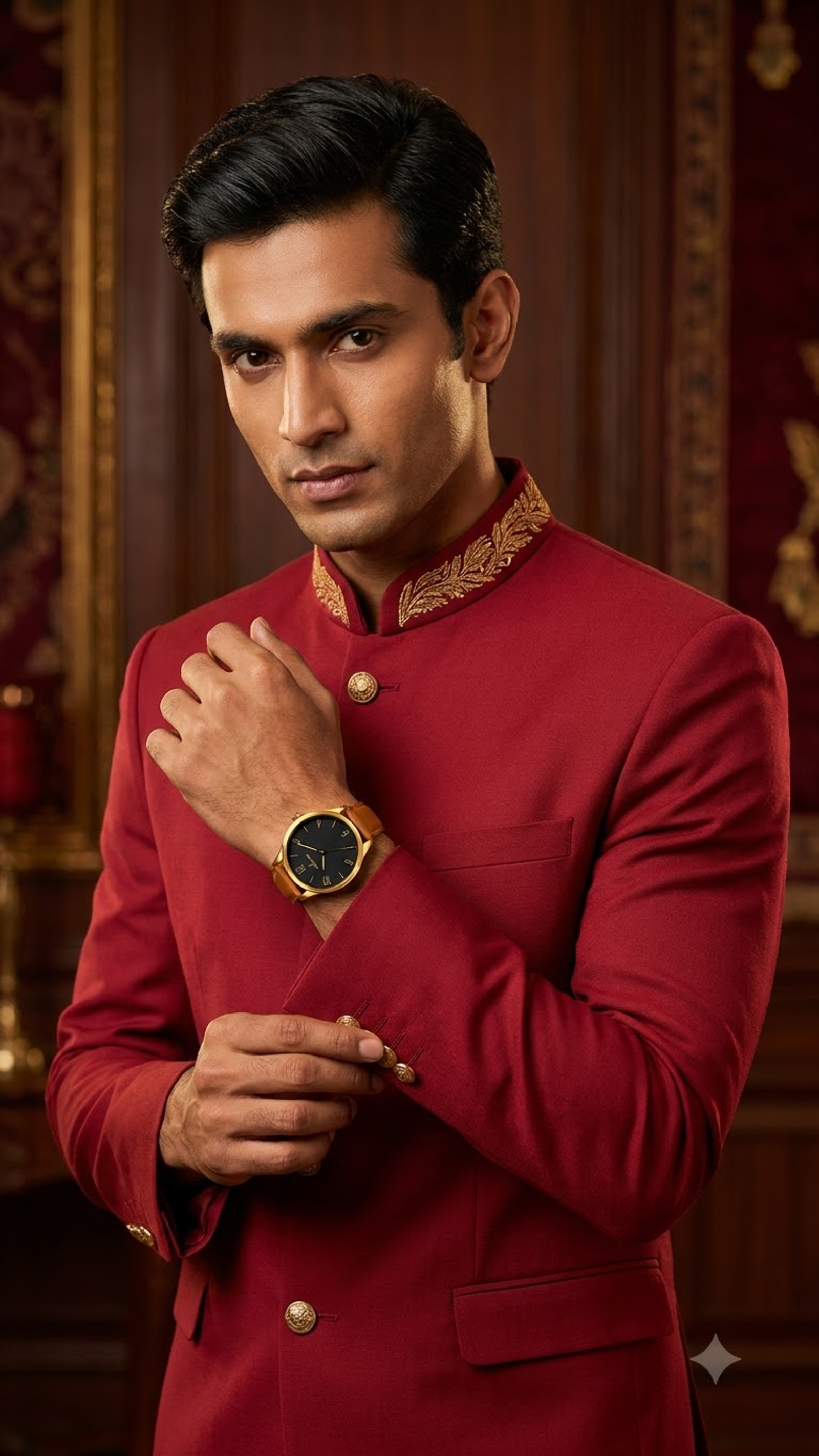Ekoo Minimalist Matte Black &amp; Cognac Gold Watch